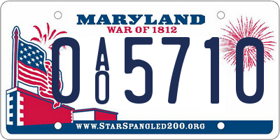 MD license plate 0AO5710
