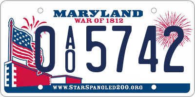 MD license plate 0AO5742