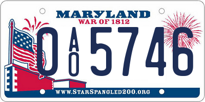 MD license plate 0AO5746