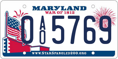 MD license plate 0AO5769