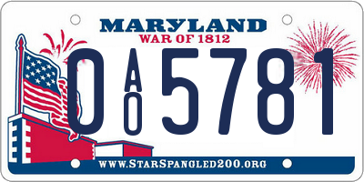MD license plate 0AO5781