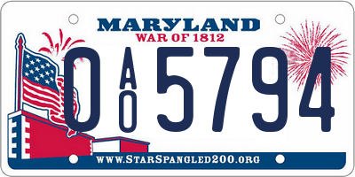 MD license plate 0AO5794