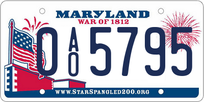 MD license plate 0AO5795
