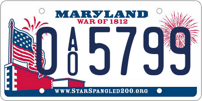 MD license plate 0AO5799