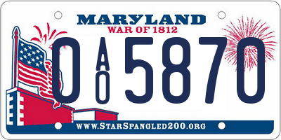 MD license plate 0AO5870