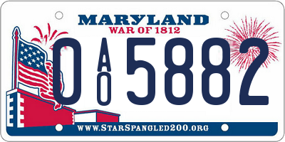 MD license plate 0AO5882