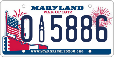 MD license plate 0AO5886