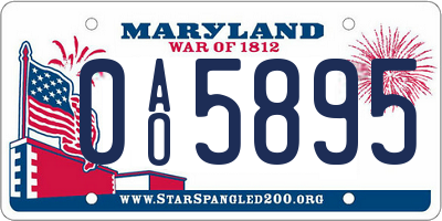 MD license plate 0AO5895