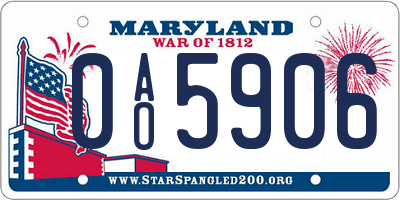 MD license plate 0AO5906