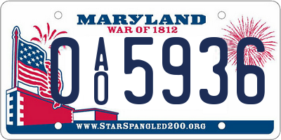 MD license plate 0AO5936