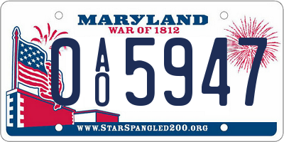 MD license plate 0AO5947