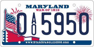 MD license plate 0AO5950