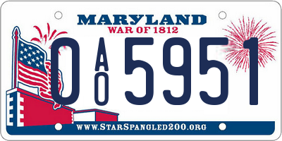 MD license plate 0AO5951