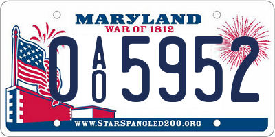 MD license plate 0AO5952