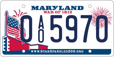 MD license plate 0AO5970