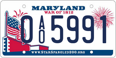 MD license plate 0AO5991