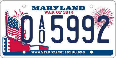 MD license plate 0AO5992