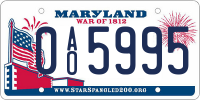 MD license plate 0AO5995