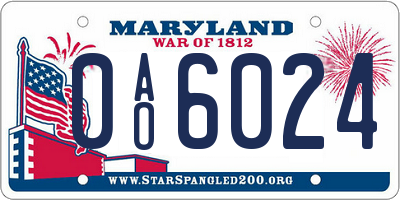 MD license plate 0AO6024