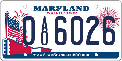 MD license plate 0AO6026