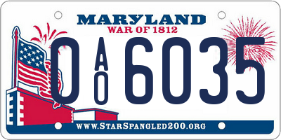 MD license plate 0AO6035