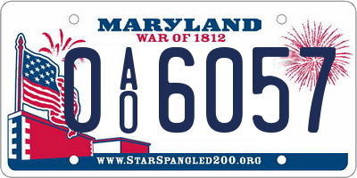 MD license plate 0AO6057