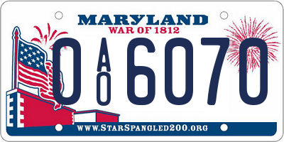 MD license plate 0AO6070