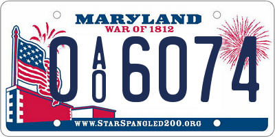 MD license plate 0AO6074