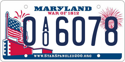 MD license plate 0AO6078