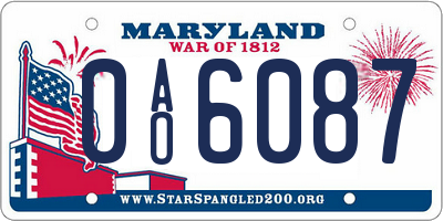 MD license plate 0AO6087