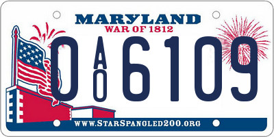 MD license plate 0AO6109