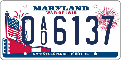 MD license plate 0AO6137