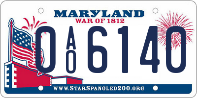 MD license plate 0AO6140