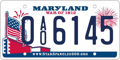 MD license plate 0AO6145