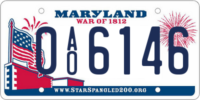 MD license plate 0AO6146