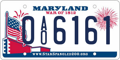 MD license plate 0AO6161