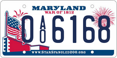 MD license plate 0AO6168