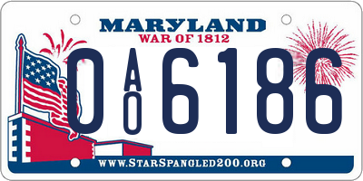 MD license plate 0AO6186