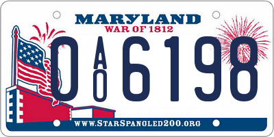 MD license plate 0AO6198