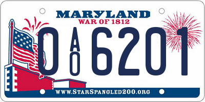 MD license plate 0AO6201