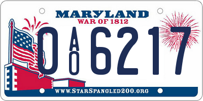 MD license plate 0AO6217
