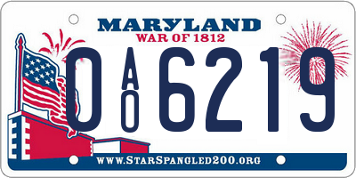 MD license plate 0AO6219
