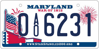 MD license plate 0AO6231