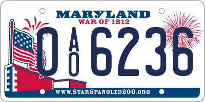 MD license plate 0AO6236