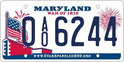 MD license plate 0AO6244