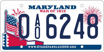 MD license plate 0AO6248