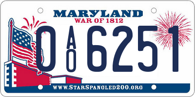 MD license plate 0AO6251