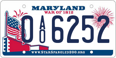 MD license plate 0AO6252