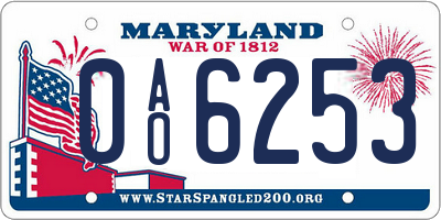 MD license plate 0AO6253