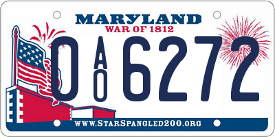 MD license plate 0AO6272